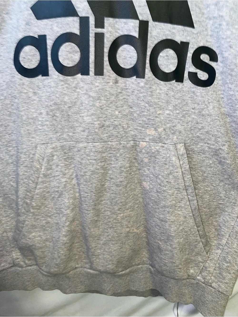 adidas Heather Gray Pullover Hoodie with Black Logo